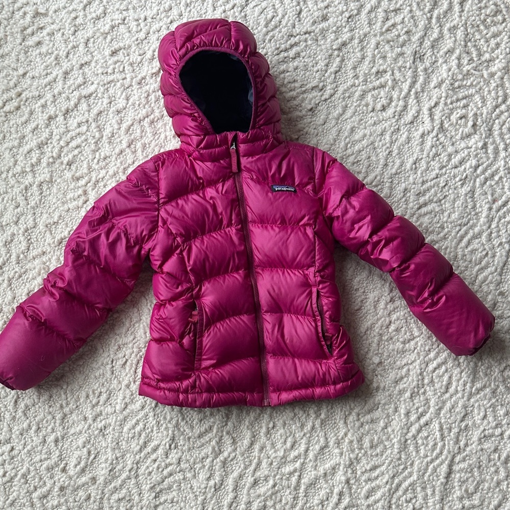 Patagonia Fuchsia Insulated XS(5-6) Hi- Loft Down Hoodie Jacket